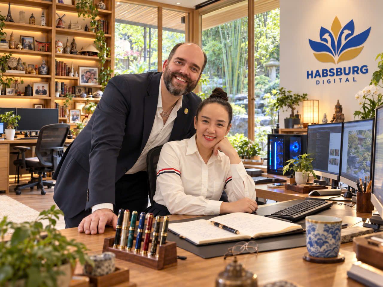 Kris and Huyen in the Habsburg Digital office
